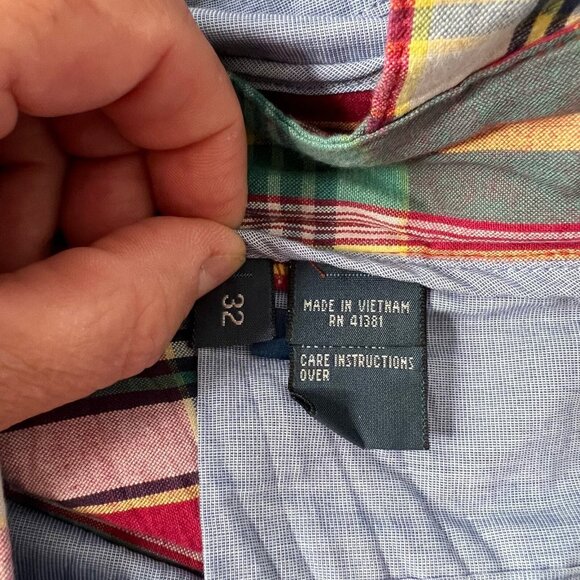 Polo Ralph Lauren Shorts Authentic Indian Madras plaid flat front chino size 32 - Picture 5 of 10
